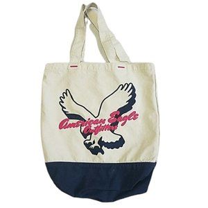 American Eagle Outfitters Embroidered Cloth Tote Bag Duffle Red White Blue